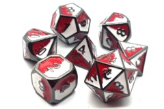 Old School RPG Metal Dice Set: Dragon Forged - Red & White w/ Black Nickel