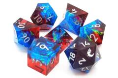 Old School 7 Piece DnD RPG Dice Set: Sharp Edged - American Hero