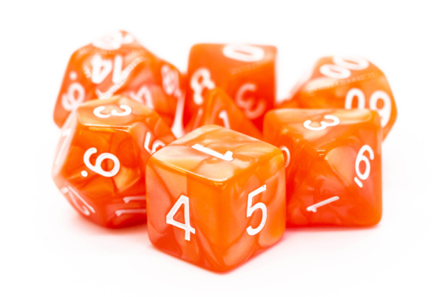 Old School RPG Dice Set: Pearl Drop - Light Red