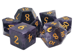 Old School 7 Piece DnD RPG Gemstone Set: Fluorite - Purple