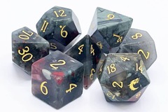 Old School 7 Piece DnD RPG Gemstone Set:  - Bloodstone