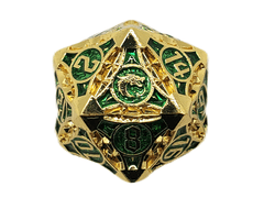 Old School 23mm D20 Metal Die: Gnome Forged - Gold w/ Green