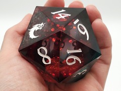 Old School Dice: Sharp Edged 55mm D20 - Liquid Infused - Christmas Fury