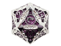 Old School 23mm D20 Metal Die: Gnome Forged - Silver w/ Purple