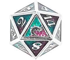 Old School DnD RPG Metal D20: Dragon Scale - Purple & Green