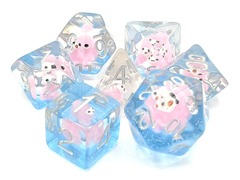 Old School 7 Piece DnD RPG Dice Set: Animal Kingdom - Pink Squirrel
