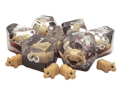 Old School 7 Piece DnD RPG Dice Set: Animal Kingdom - Rhinoceros
