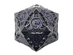 Old School 23mm D20 Metal Die: Gnome Forged - Black Nickel w/ Purple