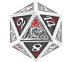 Old School DnD RPG Metal D20: Dragon Scale - Black & Red
