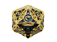 Old School 23mm D20 Metal Die: Gnome Forged - Gold w/ Blue