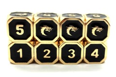 Old School Metal Dice D6 Set: Elven Forged - Black w/ Gold