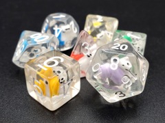 Old School 7 Piece DnD RPG Dice Set: Animal Kingdom - Snail Rainbow