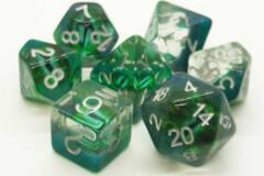 Old School 7 Piece DnD RPG Dice Set: Dragon Eye - Green