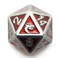 Old School DnD RPG Metal d20: Elven Forged - Metallic Red