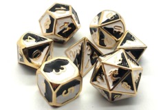 Old School Metal RPG Dice: Dragon Forged - Black & White w/ Gold