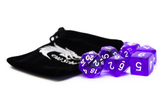 Old School RPG Dice Set: Translucent Purple