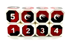 Old School Metal D6 Set: Dragon Forged - Platinum Black & Red