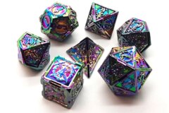 Old School 7 Piece DnD RPG Metal Dice Set: Knights of the Round Table - Spectral