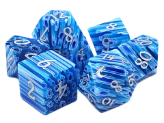 Old School 7 Piece DnD RPG Gemstone Set: Blue Flowers