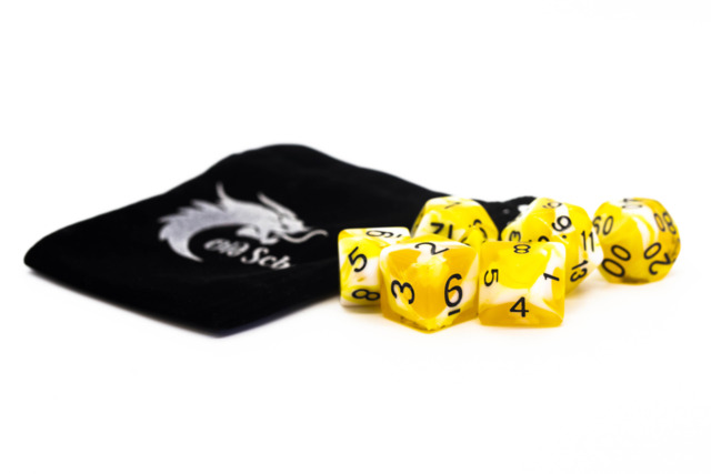 Old School RPG Dice Set: Vorpal - Yellow & White w/ Black