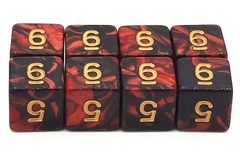 Old School 8-Piece D6 Dice Set: Vorpal - Blood Red & Black w/ Gold