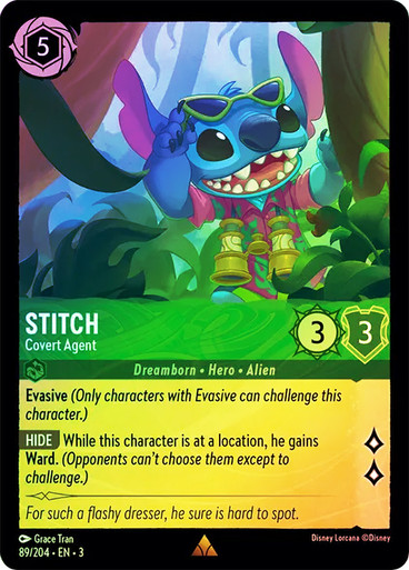 Stitch - Covert Agent - 89/204 - Rare - Cold Foil Stitch - Covert Agent - 89/204 - Rare - Cold Foil