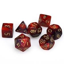 (OOP) Purple-Red w/gold Gemini Poly 7 Dice Set - CHX26426