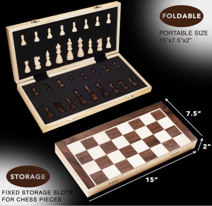 Amerous 15 Inch Magnetic Wooden Chess Set