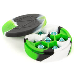 Silicone Round Dice Case: Green/Black/White