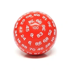 Red D100 Opaque Polyhedral Die with White Numbers