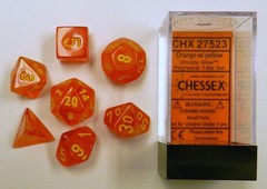 Ghostly Glow Orange and Yellow 7ct Polyhedral Dice Set - CHX27523