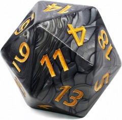 Big D20 Marbled Black with Gold Numbers