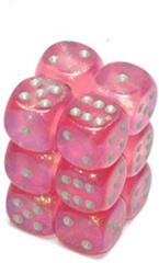 Borealis Pink w/Silver Set of 12 Dice CHX27604
