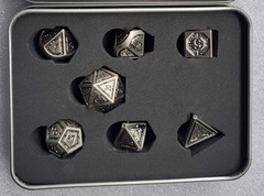 Tarnished Block Set of 7 Metal Polyhedral Dice with Silver Numbers