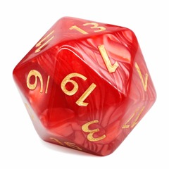 Big D20 Marbled Red with Gold Numbers