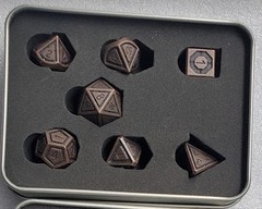 Tarnished Block Set of 7 Metal Polyhedral Dice with Copper Numbers