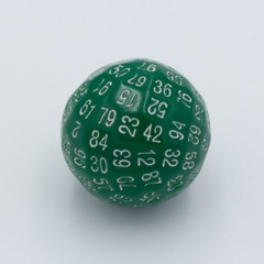 Green D100 Opaque Polyhedral Die with White Numbers