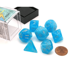 Chessex Mini Dice Set: Luminary - Sky w/ Silver (7) - CHX20566