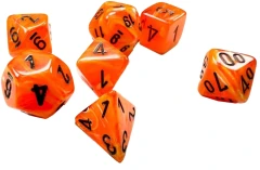 Chessex Mini Dice Set: Vortex - Orange w/ Black (7) - CHX20433