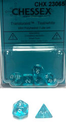 7Ct Set Translucent Mini-Polyhedral Teal/White (CHX23065)