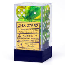 12 Dandelion w/White Vortex 16mm Dice Block - CHX27652