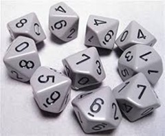 10-sided Dice: Opaque Grey w/ Black Numbers CHX 26210