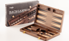 Backgammon - Luxury 9 inch Folding Leather Box w/ Pearl Pattern Pieces