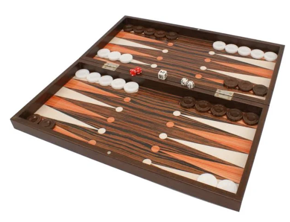 Backgammon- 15 Woodgrain with Chessboard Back