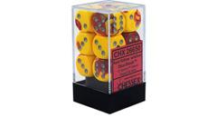 12 Red Yellow Gemini 16mm D6 Dice Block - CHX26650