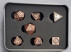 Burnished Block Set of 7 Metal Polyhedral Dice with Copper Numbers