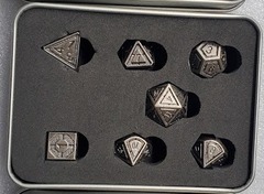 Burnished Block Set of 7 Metal Polyhedral Dice with Silver Numbers