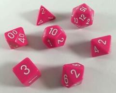 Opaque Pink / White 7 Dice set - CHX25444