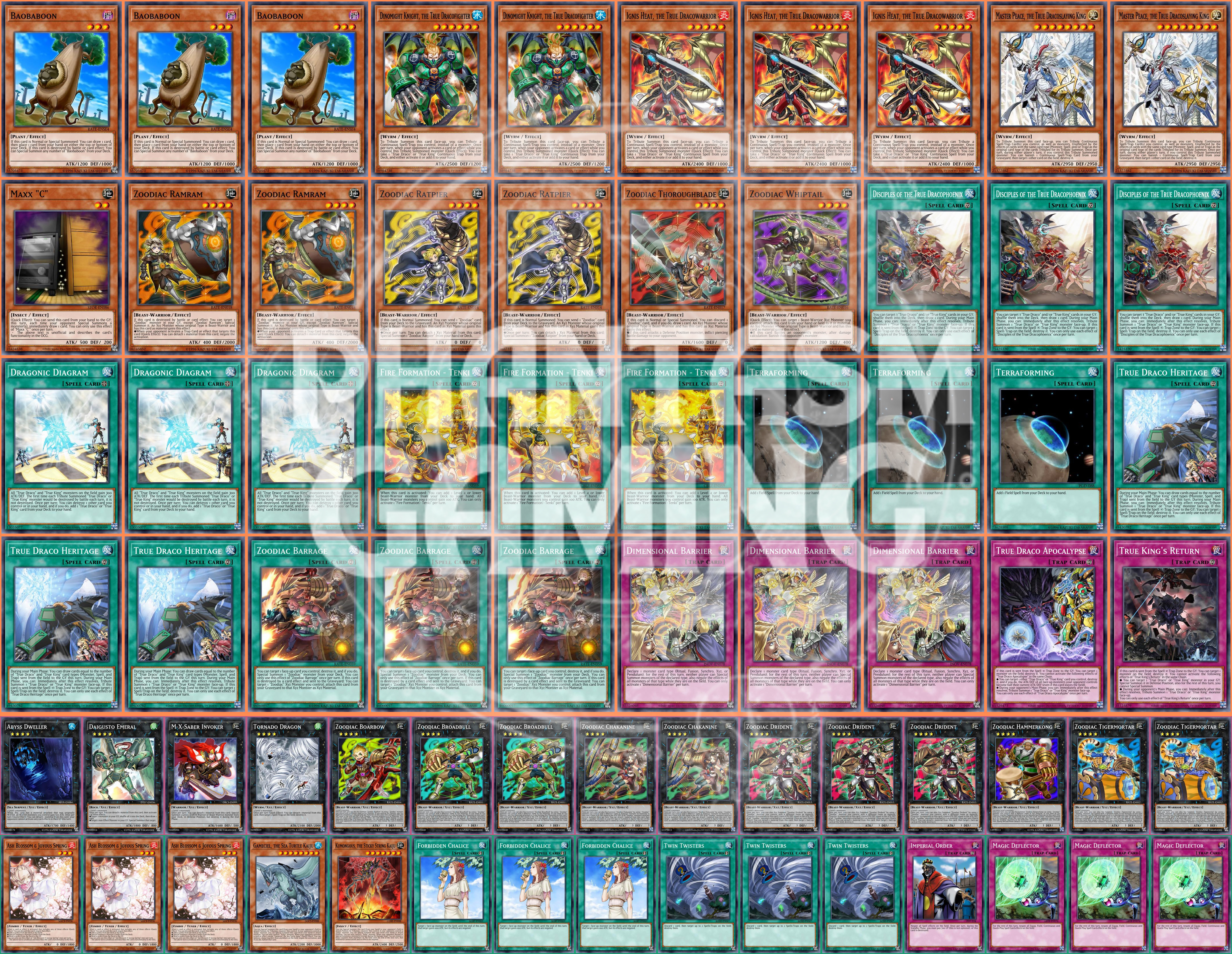 True Draco Zoodiac Deck Ignis Calor Dimensional Barrera Maestro Paz Yugioh - Imagen 1 de 1