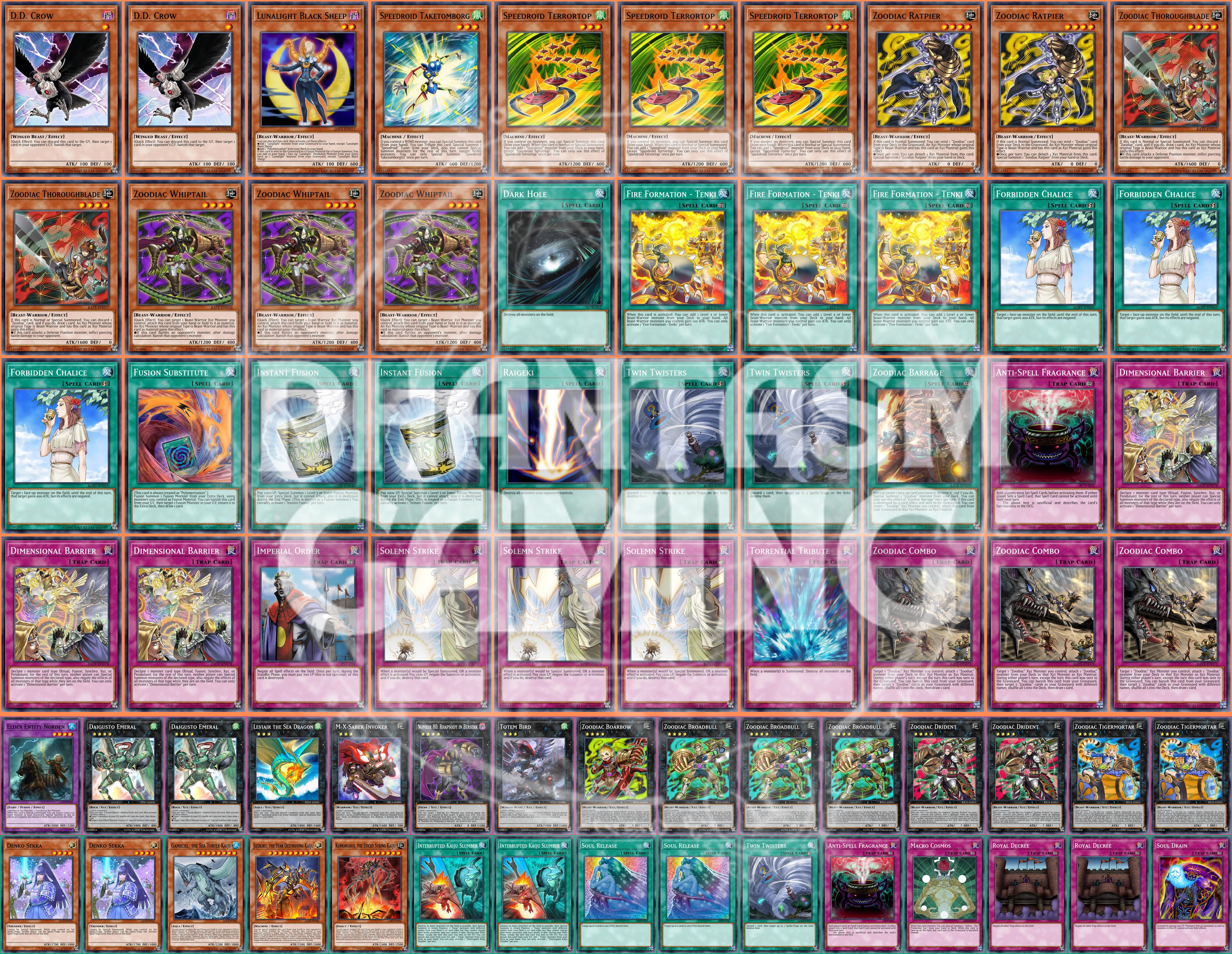 Zoodiac Deck Terrortop Whiptail Leviair Daigusto Emeral Drident Yugioh |  eBay